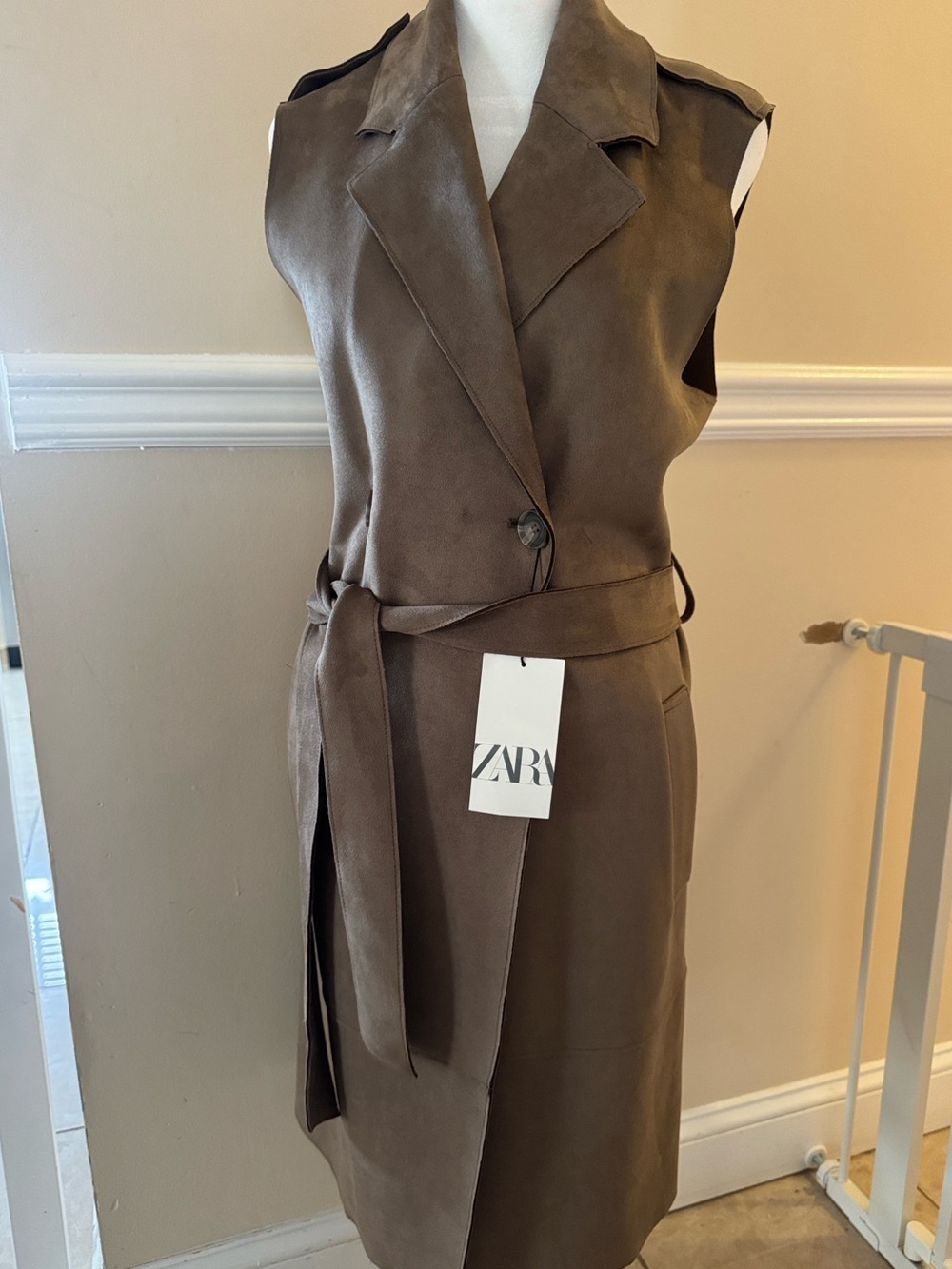 ZARA Taupe A-Line Skirt with Pocket Detail